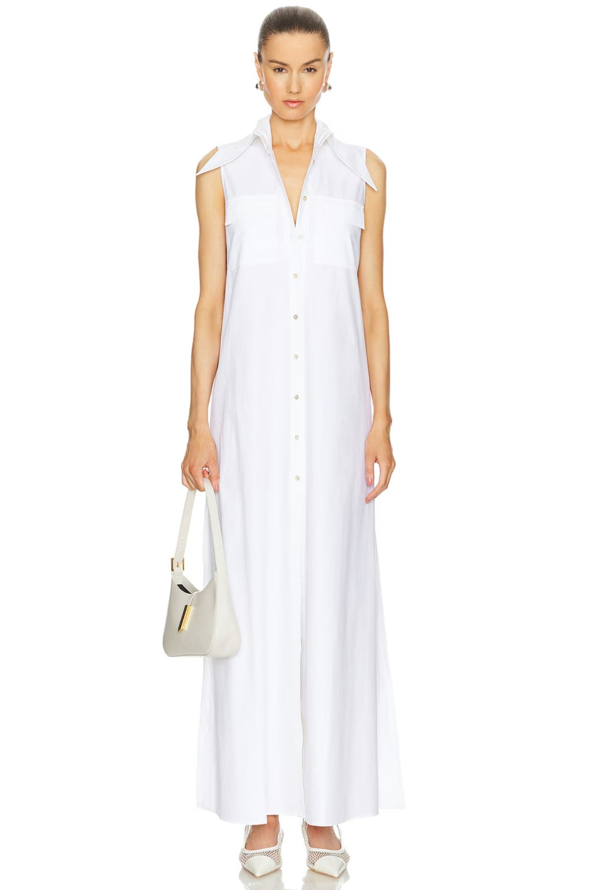 Sleeveless Floor Length Shirt Dress Sleeveless Floor Length Shirt Dress