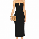 Evening Midi Dress with Sweetheart Neckline
