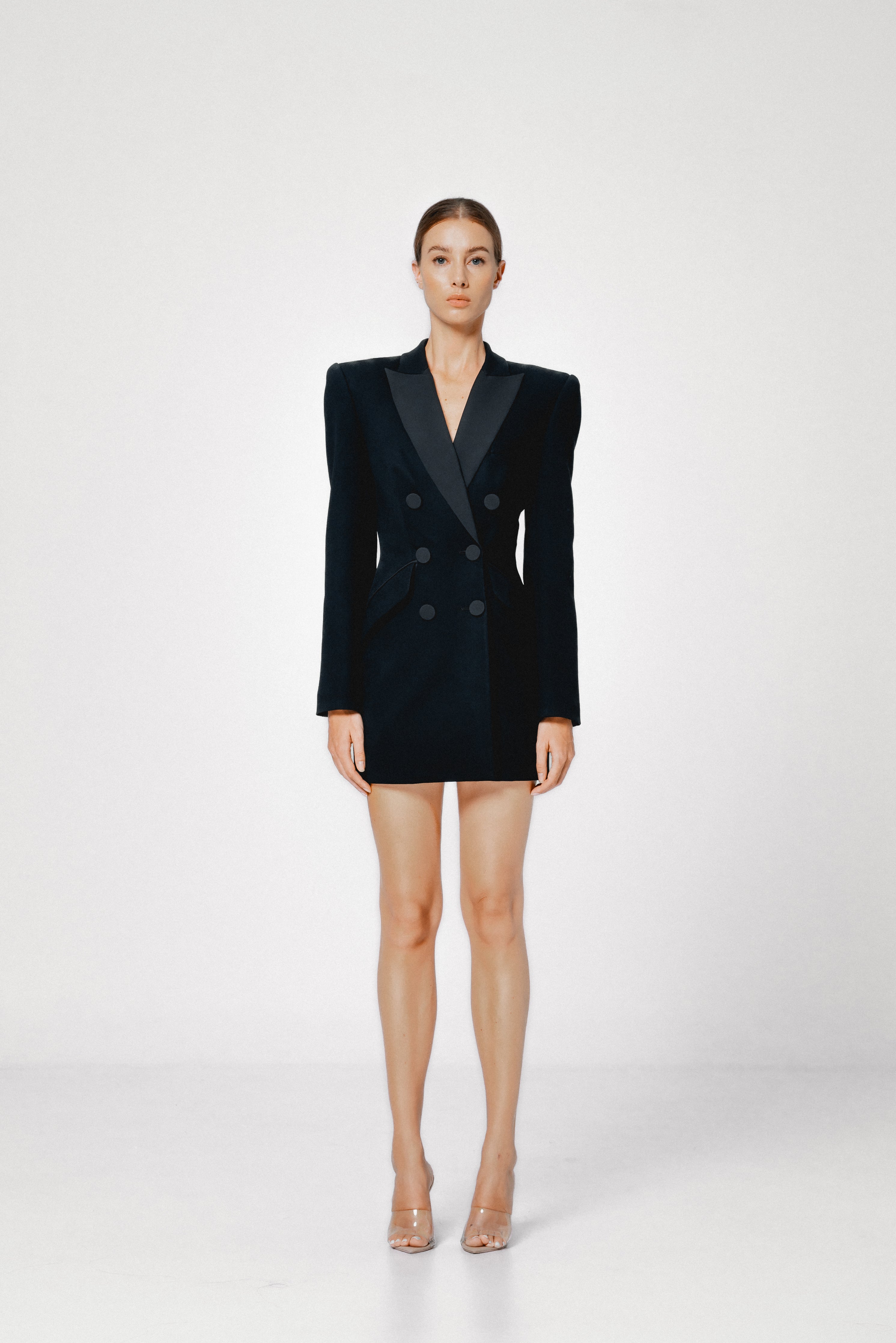 fall blazer dress Cameron Tweed Blazer Dress M / Black White check main image 0