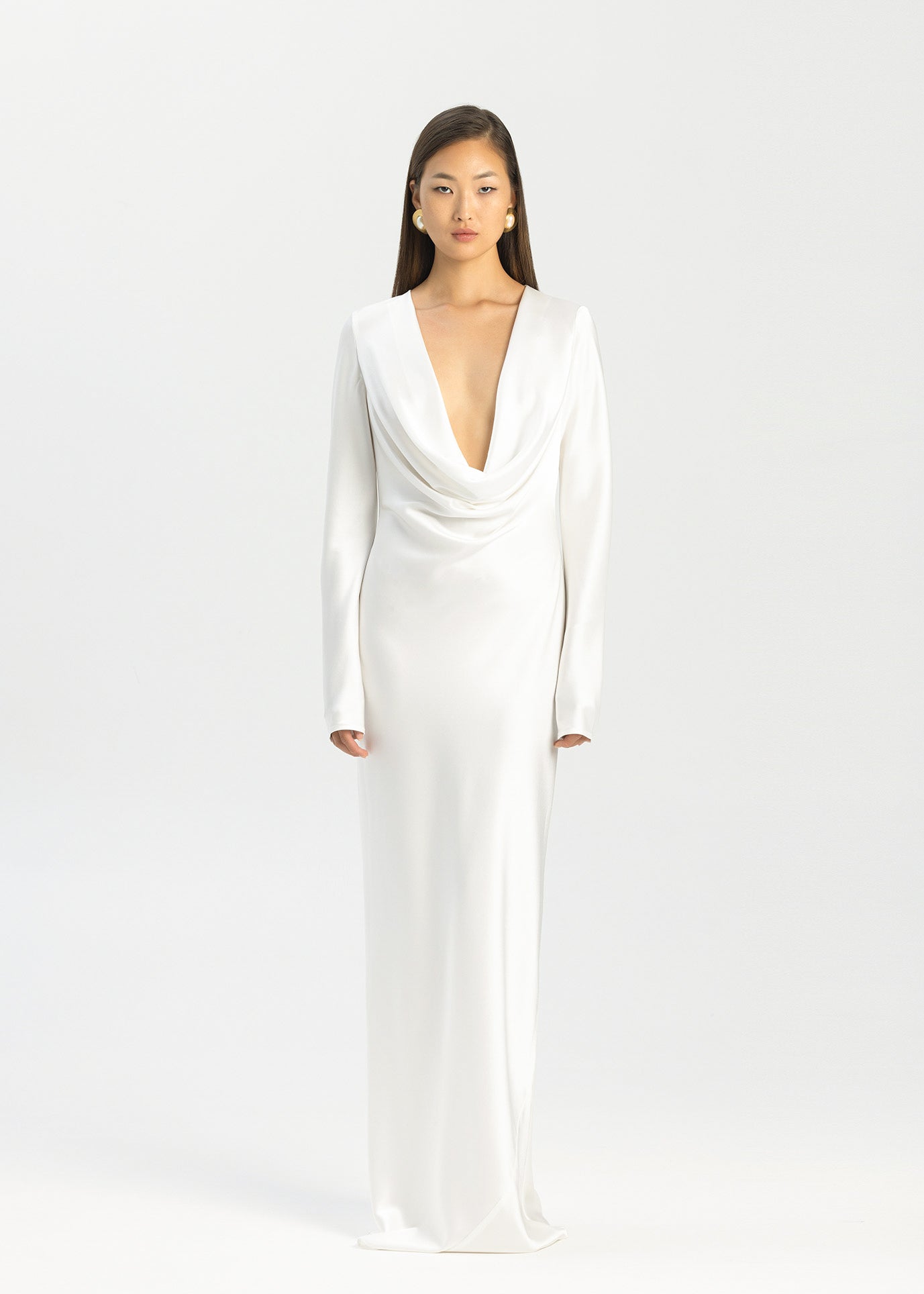 Anna Cowl Evening Dress White / XS Anna Cowl Evening Dress White / XS
