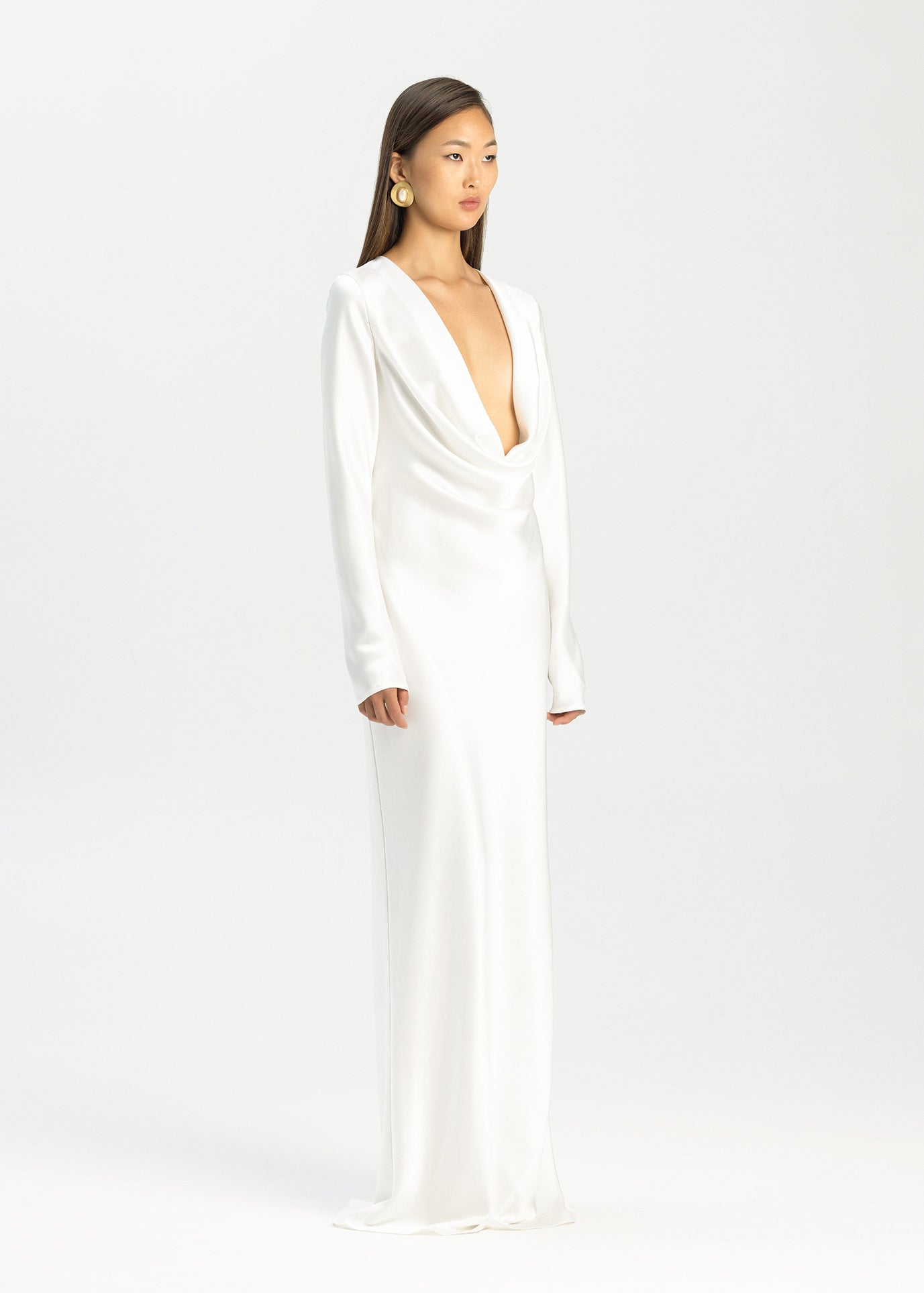 anna cowl evening dress Ana Formal Rhinestone Cowl Back Long Dress