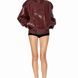Sans Faff Croco Bomber Jacket in Bordeaux