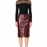 Sans Faff Croco Pencil Skirt in Bordeaux