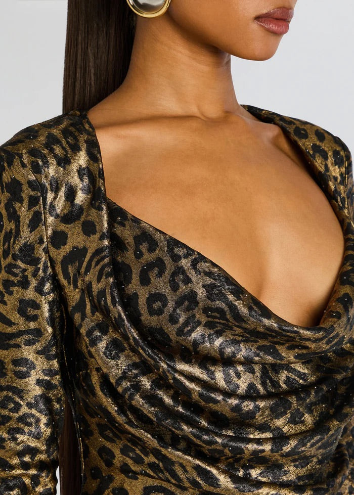 Madeleine Mini Reversi Dress in Leopard