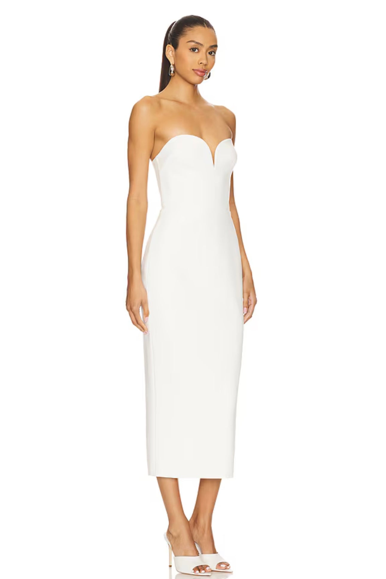 Evening Midi Dress with Sweetheart Neckline