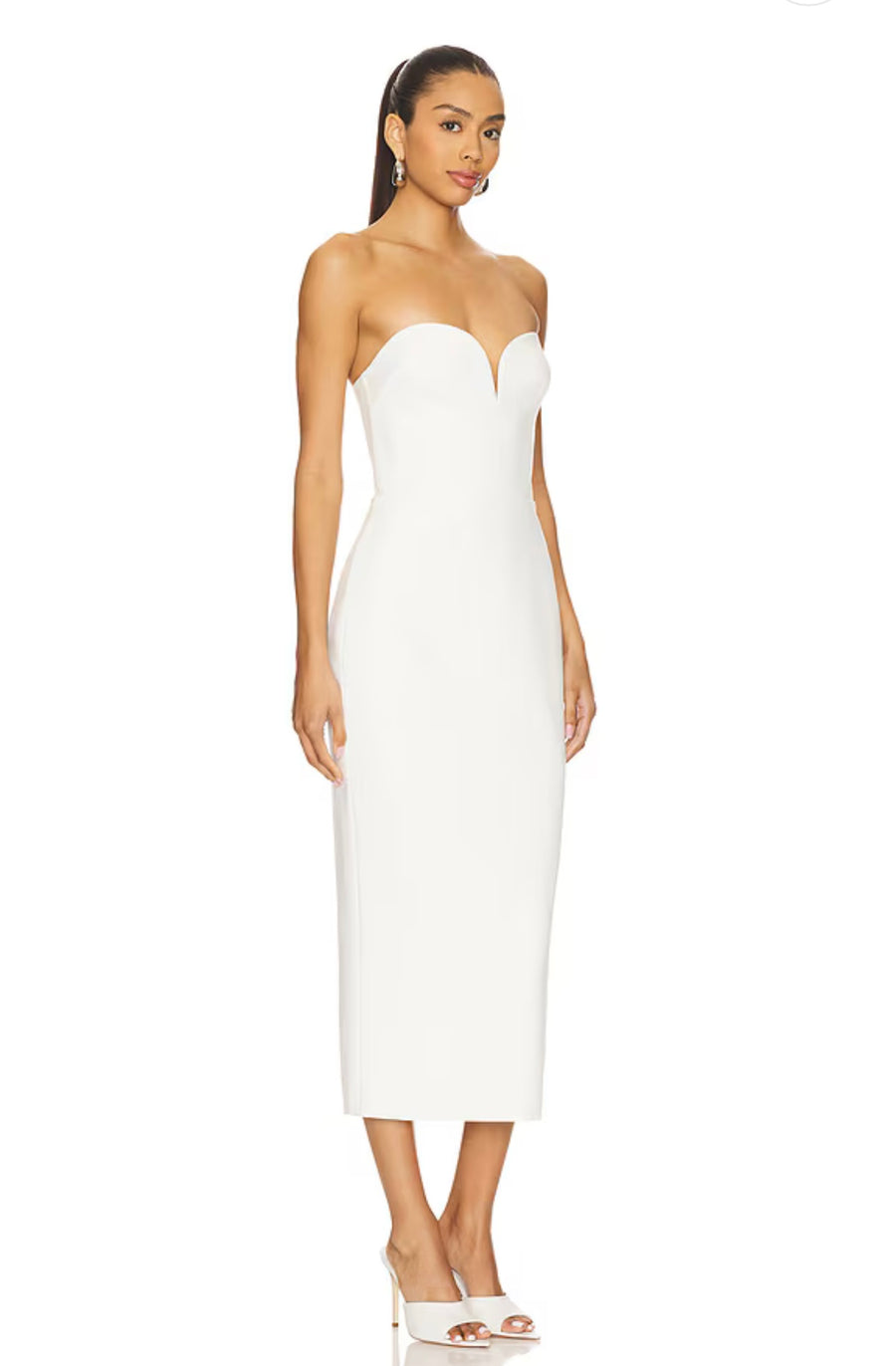 Evening Midi Dress with Sweetheart Neckline