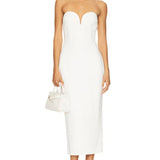 Evening Midi Dress with Sweetheart Neckline