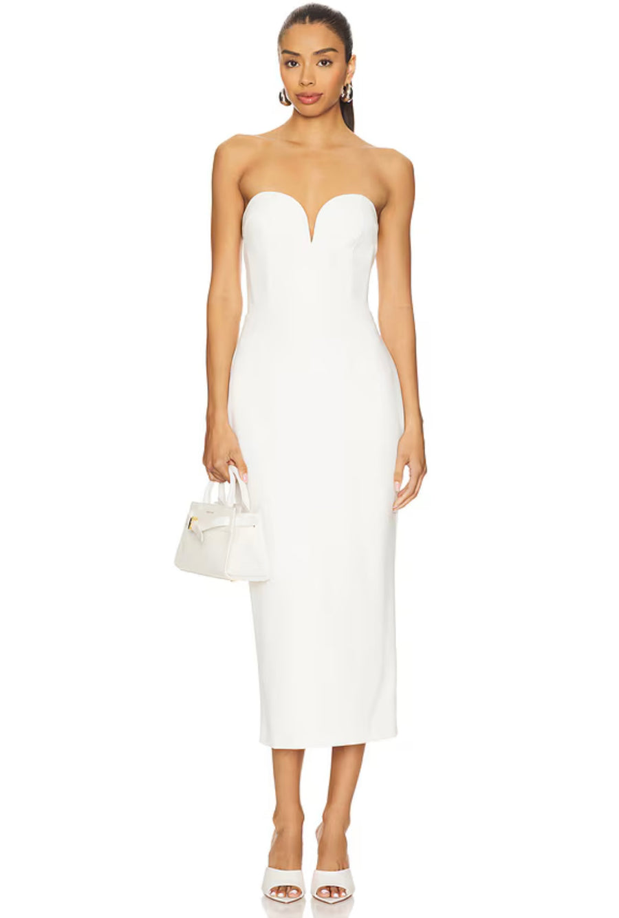 Evening Midi Dress with Sweetheart Neckline