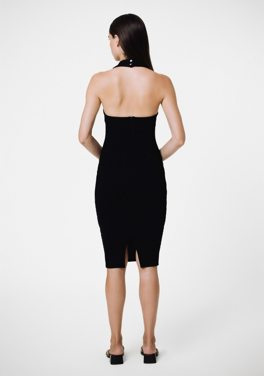 black flowy halter dress Lady Black Tie - Tara Gown - Flowy Chiffon Halter Dress