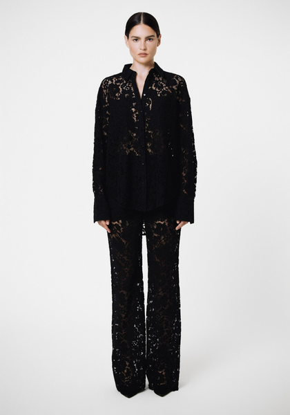 ANDWANG アンドワン❤Cross Lace Long Tee ブラック London Lace Oversized Dress Shirt – SANS FAFF
