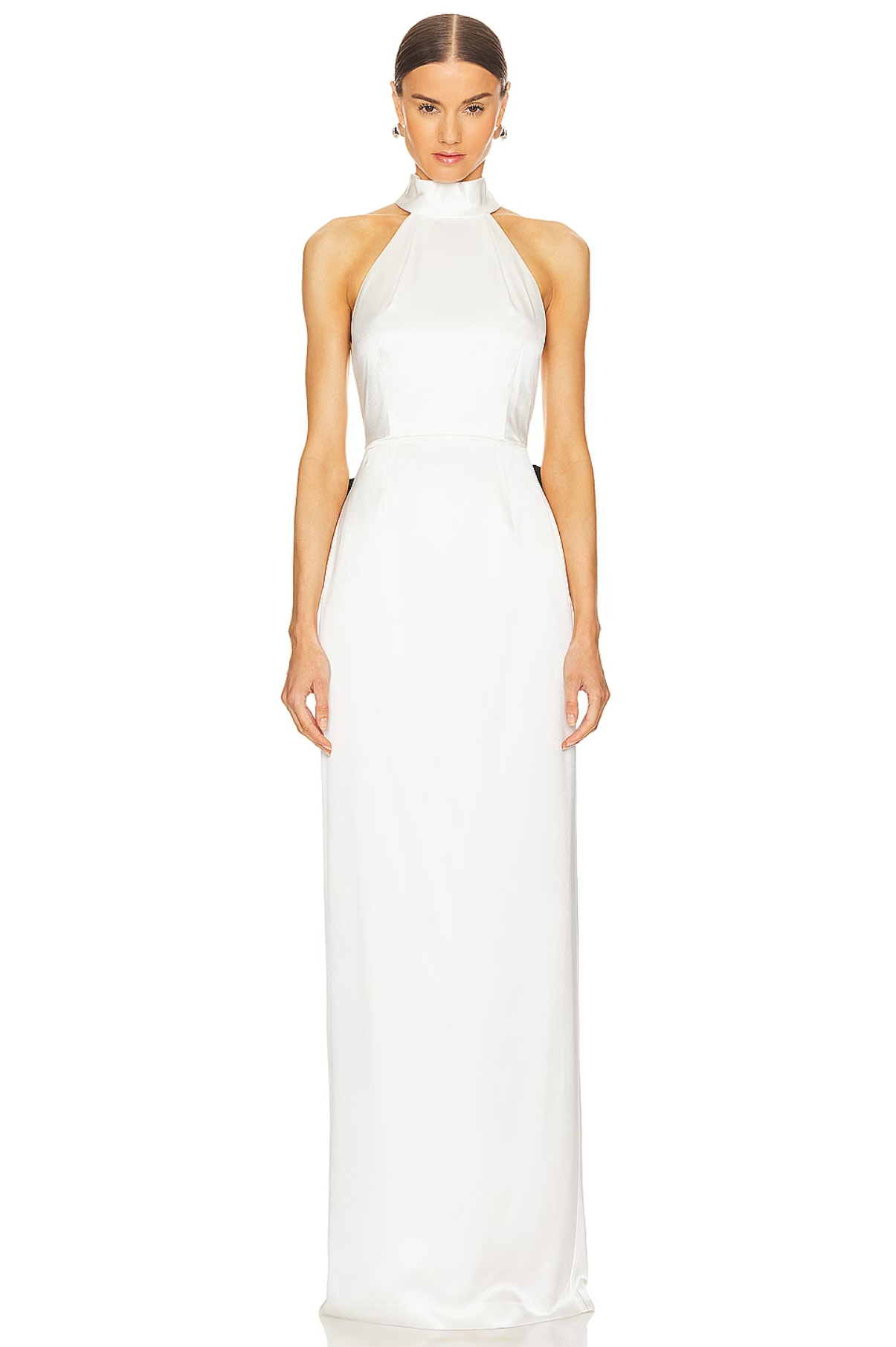 sans faff bristol bow evening dress One Shoulder Fit and Flare Satin Dress with Bow Shoulder Detail main image 0
