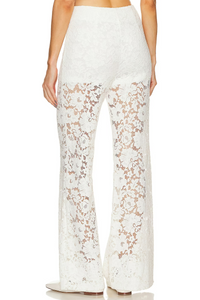 【NONCODE】Flua Wide Lace Pants NUFIWI Women Sexy Lace Pants See Through High Waist Flare