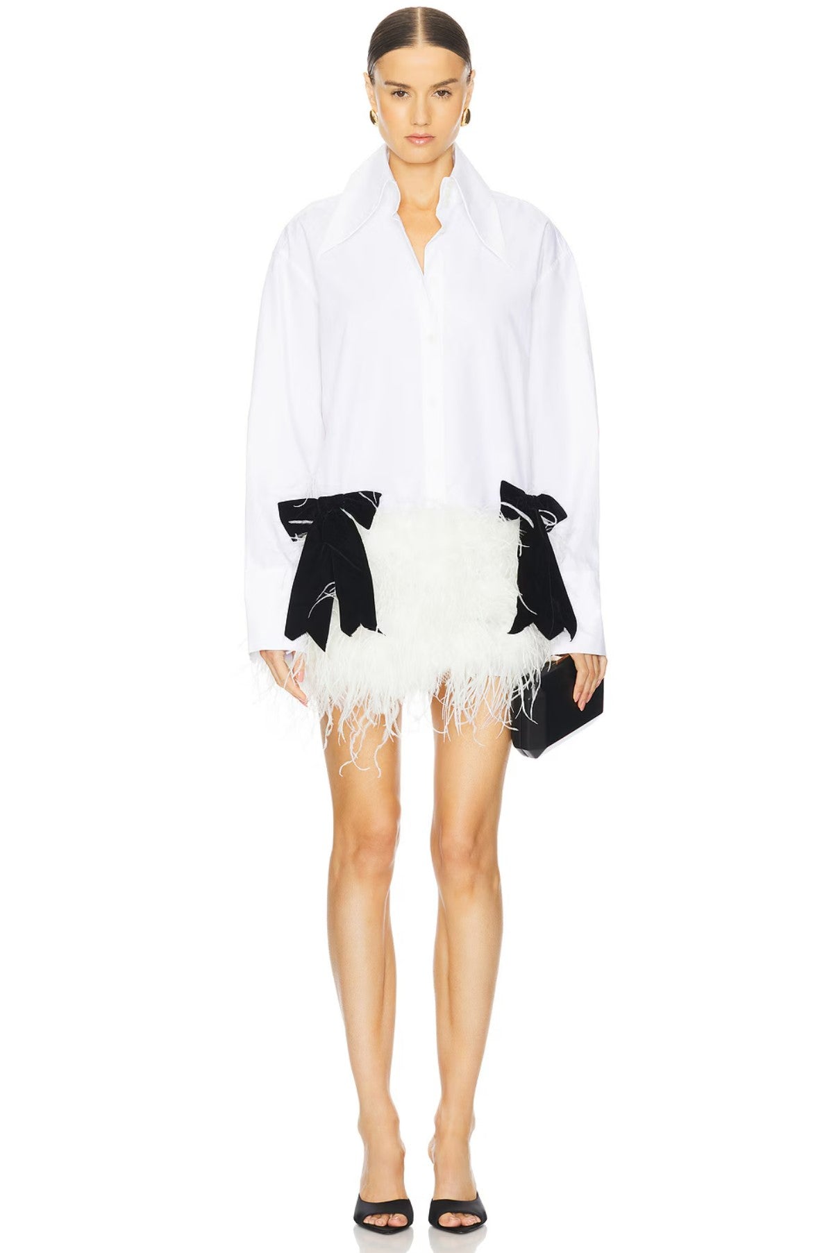 Costes Poplin Feather Dress White / XL