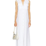 Sleeveless Floor Length Shirt Dress