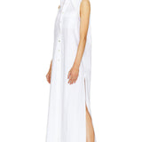 Sleeveless Floor Length Shirt Dress