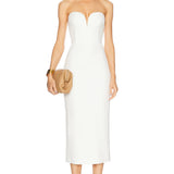 Evening Midi Dress with Sweetheart Neckline