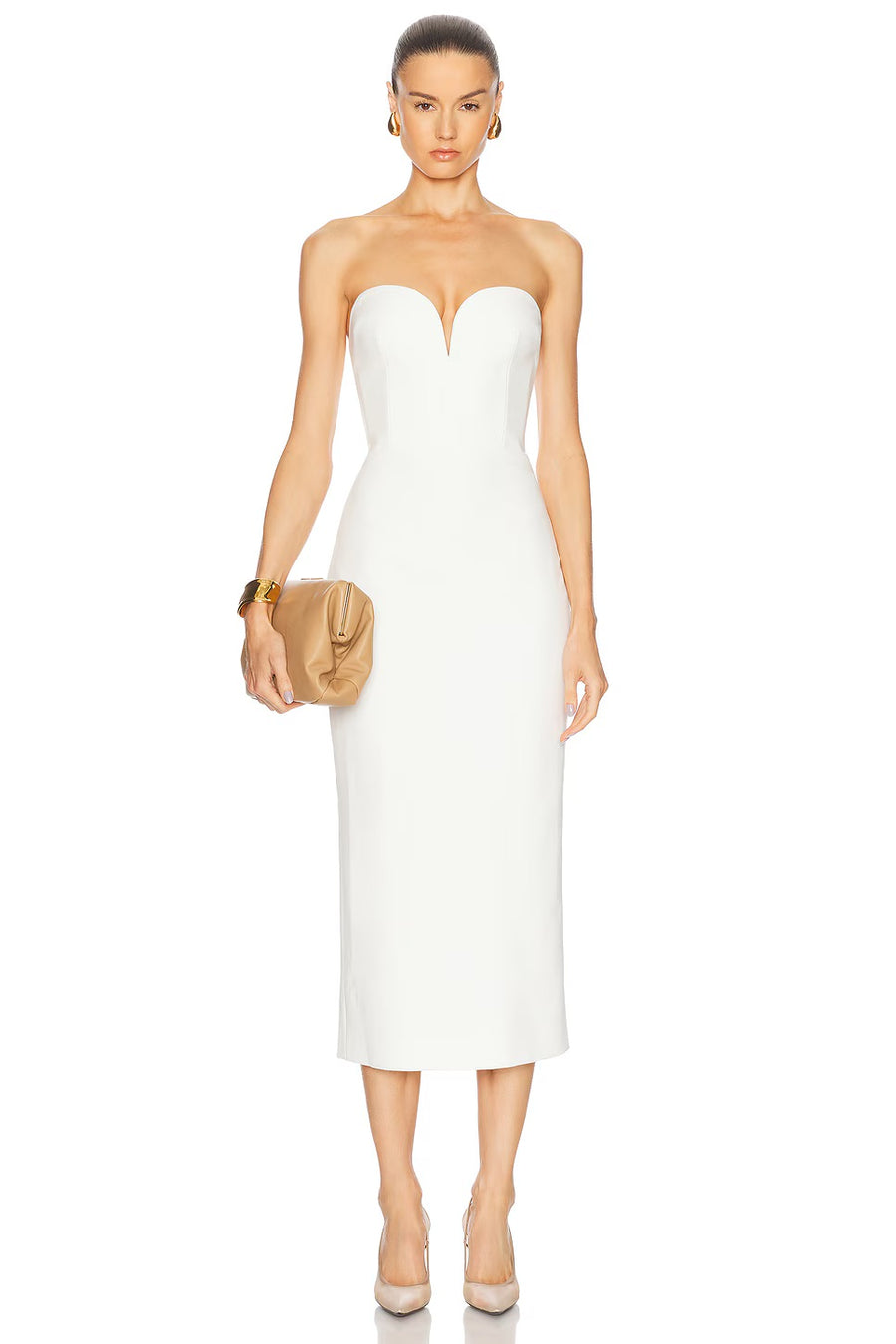 Evening Midi Dress with Sweetheart Neckline