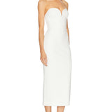 Evening Midi Dress with Sweetheart Neckline