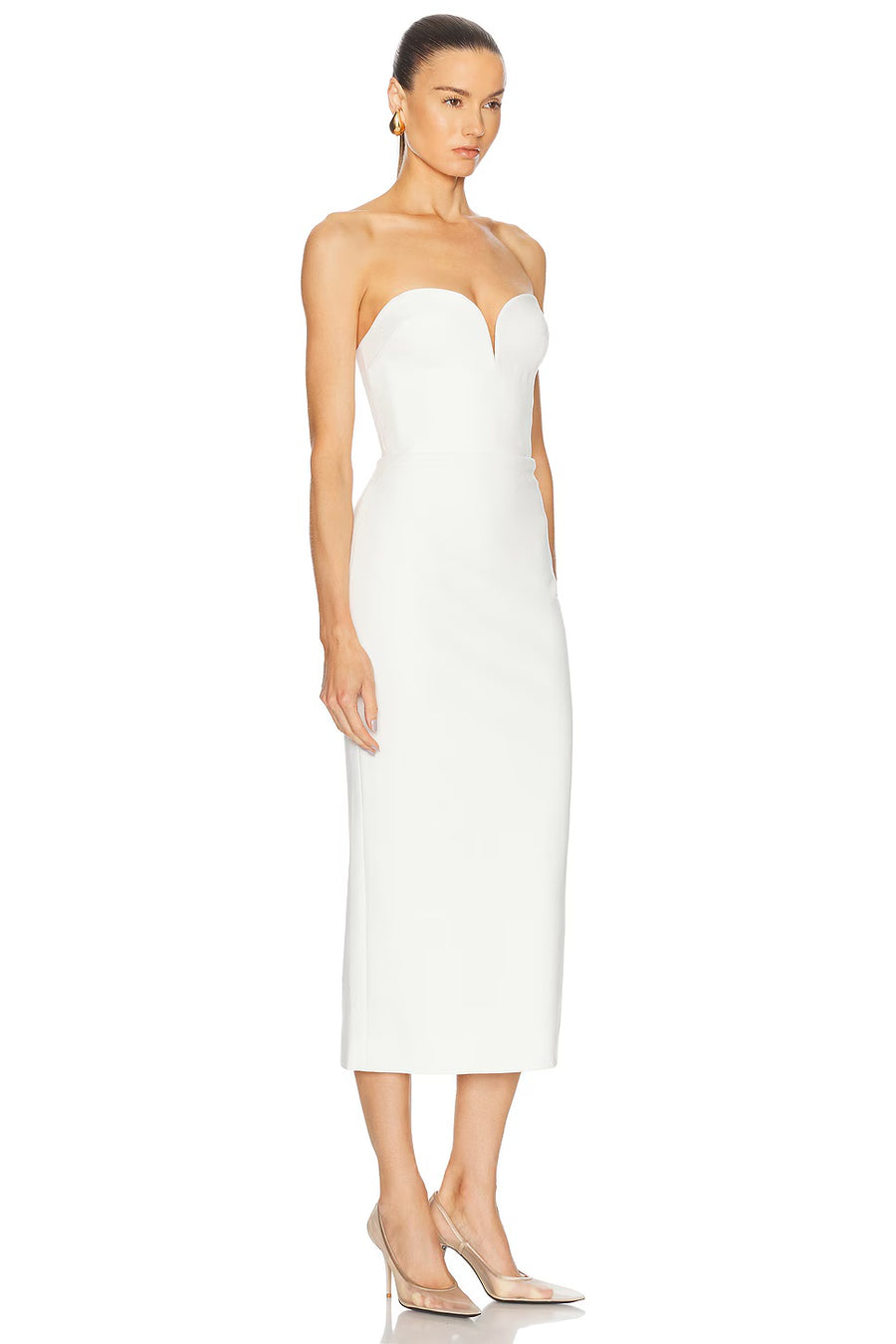 Evening Midi Dress with Sweetheart Neckline