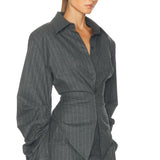 Pinstripe Founder's Blouse