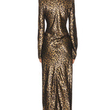 Anna Cowl Evening Dress in Leopard