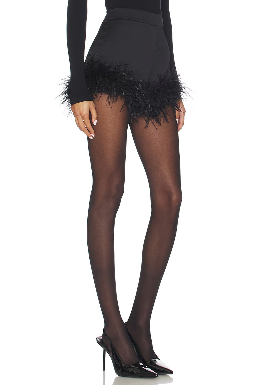 Satin Hot Pants with Feather