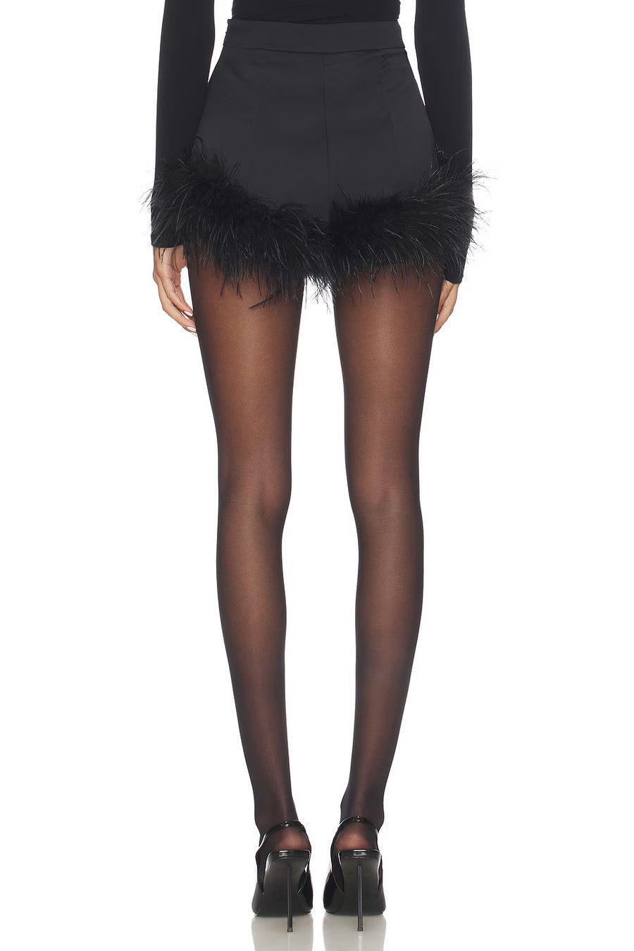 Satin Hot Pants with Feather