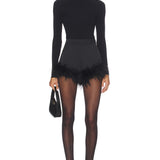Satin Hot Pants with Feather