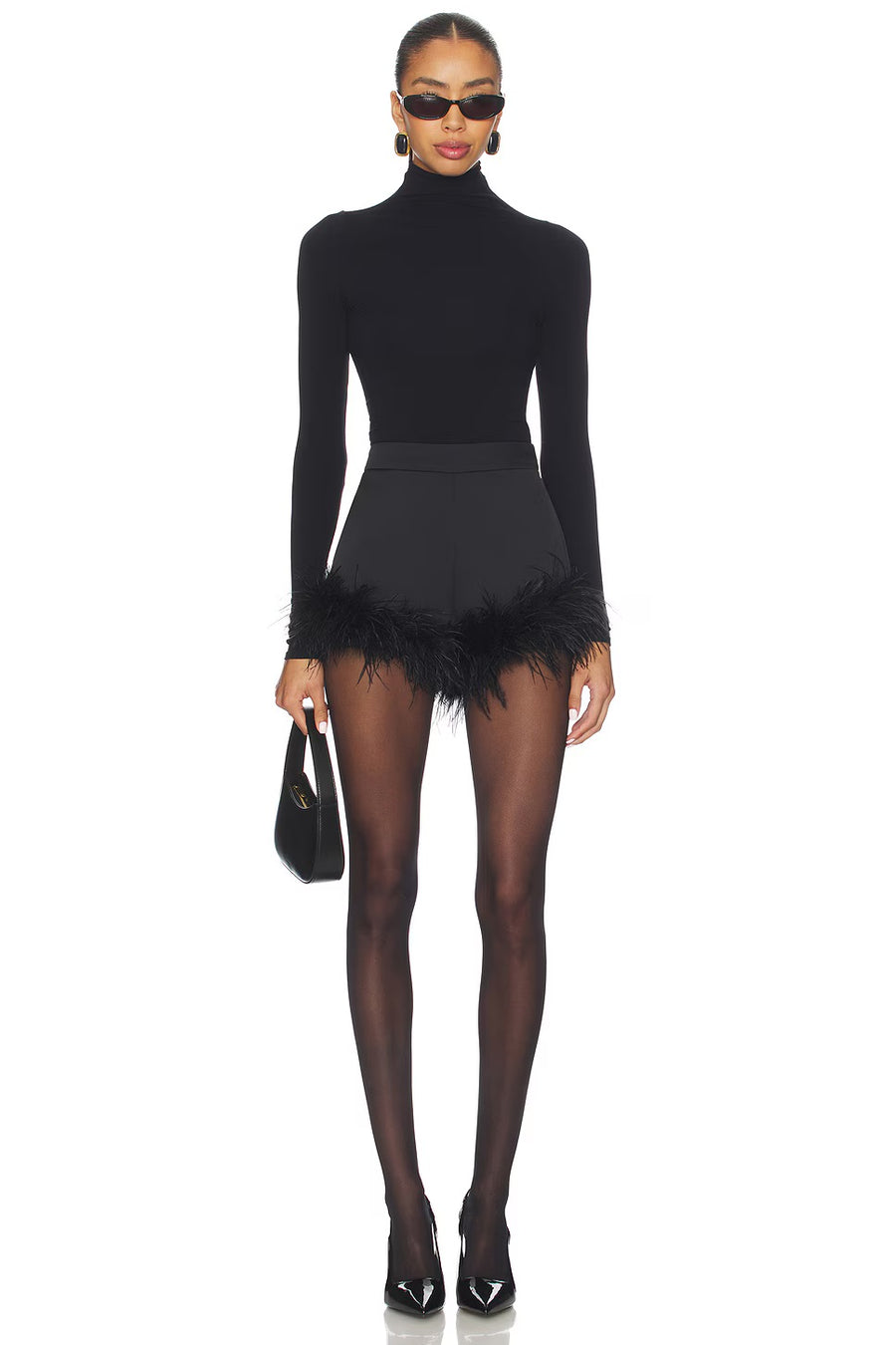 Satin Hot Pants with Feather