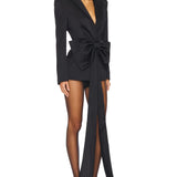 Satin Sloan Structured Blazer with Detachable Bow