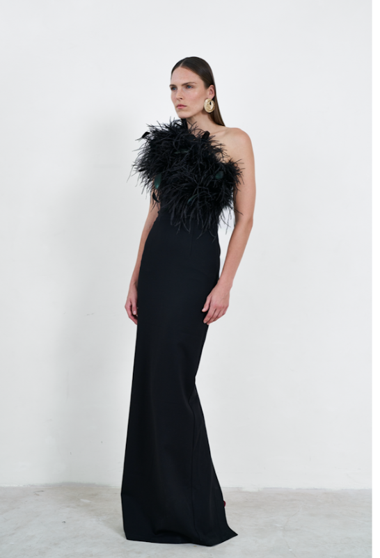 Blair Feather Gown Black / S