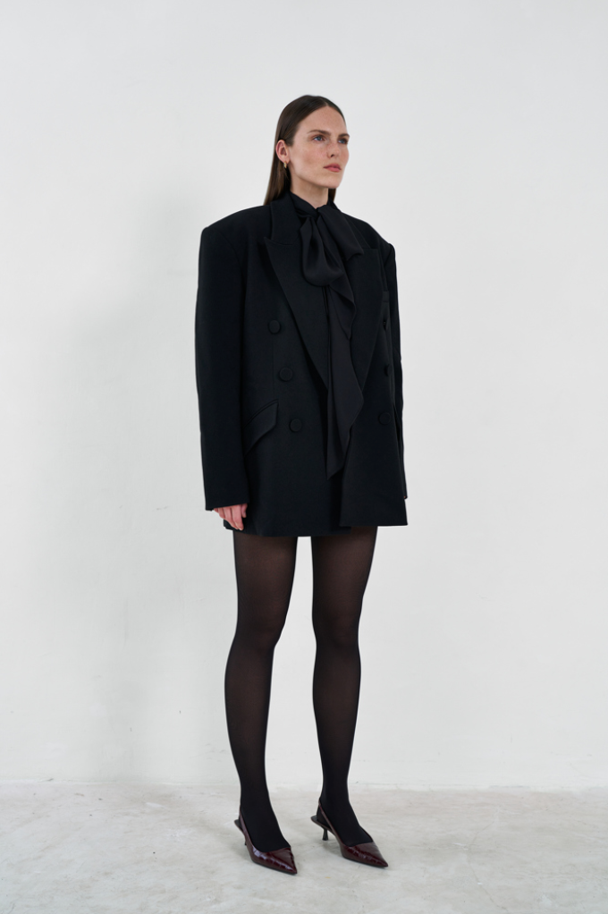 Double Breasted Meurice Blazer in Crepe