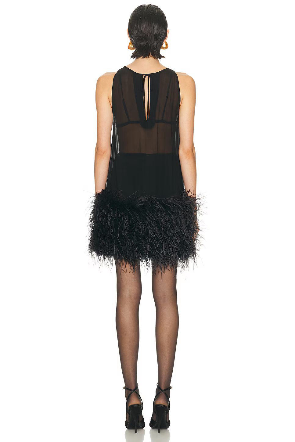 black feather mini dress Kendall Feather Mini Dress Black / M