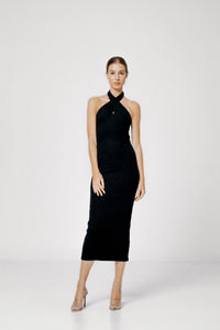 韓国 [SOMEWHEREBUTTER] HALTER NECK LONG DRESS ロングワンピ Lozza Halter Neck Maxi Dress – SANS FAFF