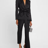 Satin Sloan Structured Blazer with Detachable Bow