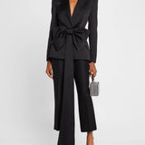 Satin Sloan Structured Blazer with Detachable Bow