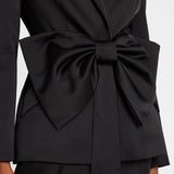 Satin Sloan Structured Blazer with Detachable Bow